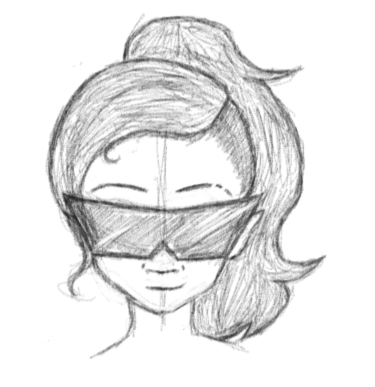 a sketch of a character with cool sci-fi glasses